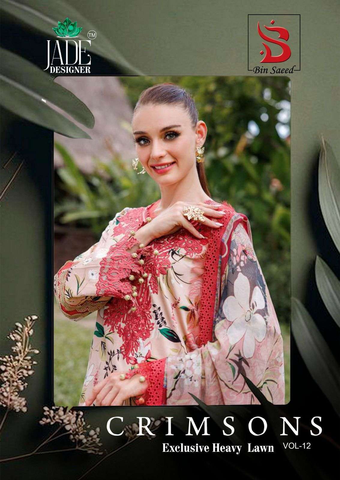 JADE CRIMSONS VOL -12 HEAVY LAWN COTTON BY BIN SAEED